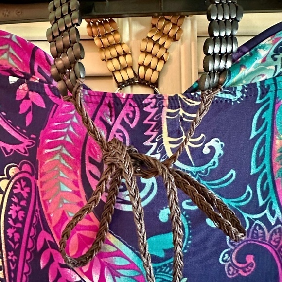 PAPILLON, NWOT, MAXI DRESS IN ROYAL BLUE WITH COLORFUL PAISLEY ACCENTS. SIZE M - Picture 9 of 11